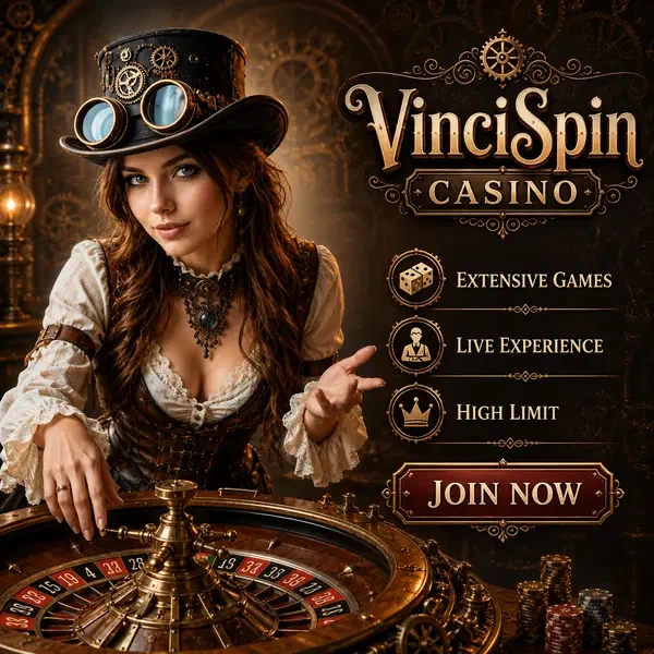 Aventurière steampunk s'engageant avec la roulette de casino en direct dans la salle de jeu mécanique VinciSpin