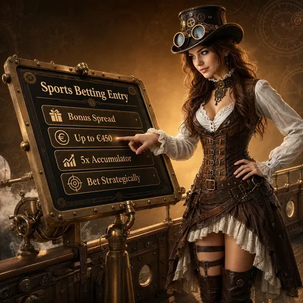 Aventurier steampunk analysant les cotes de paris sportifs sur tablette en laiton au pont d'accueil VinciSpin